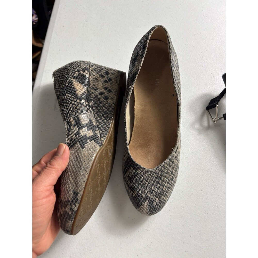 Vionic Women's Antonia Natural Snake Print Leather Wedge Pumps Size 6.5